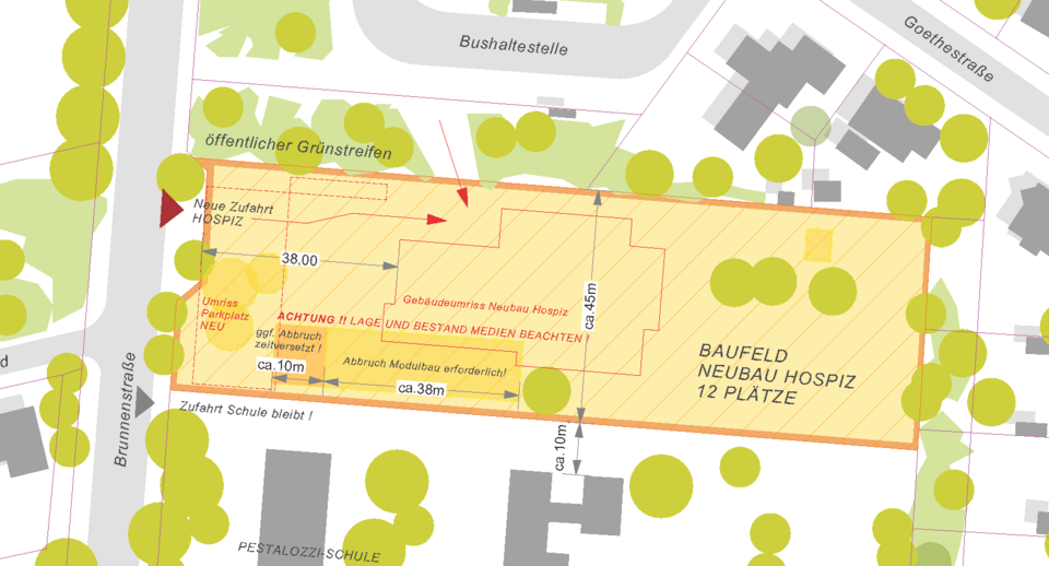 Lageplan 06.11.2023, Darstellung mit Container Bestand